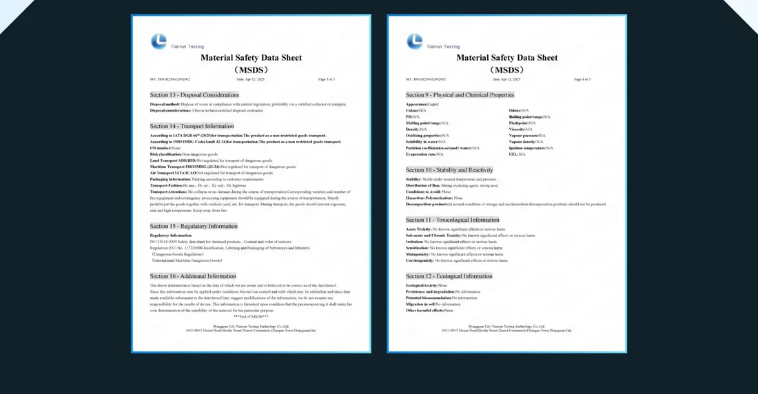 Hai trang Bảng dữ liệu an toàn hoá chất (MSDS) của NOMA 955